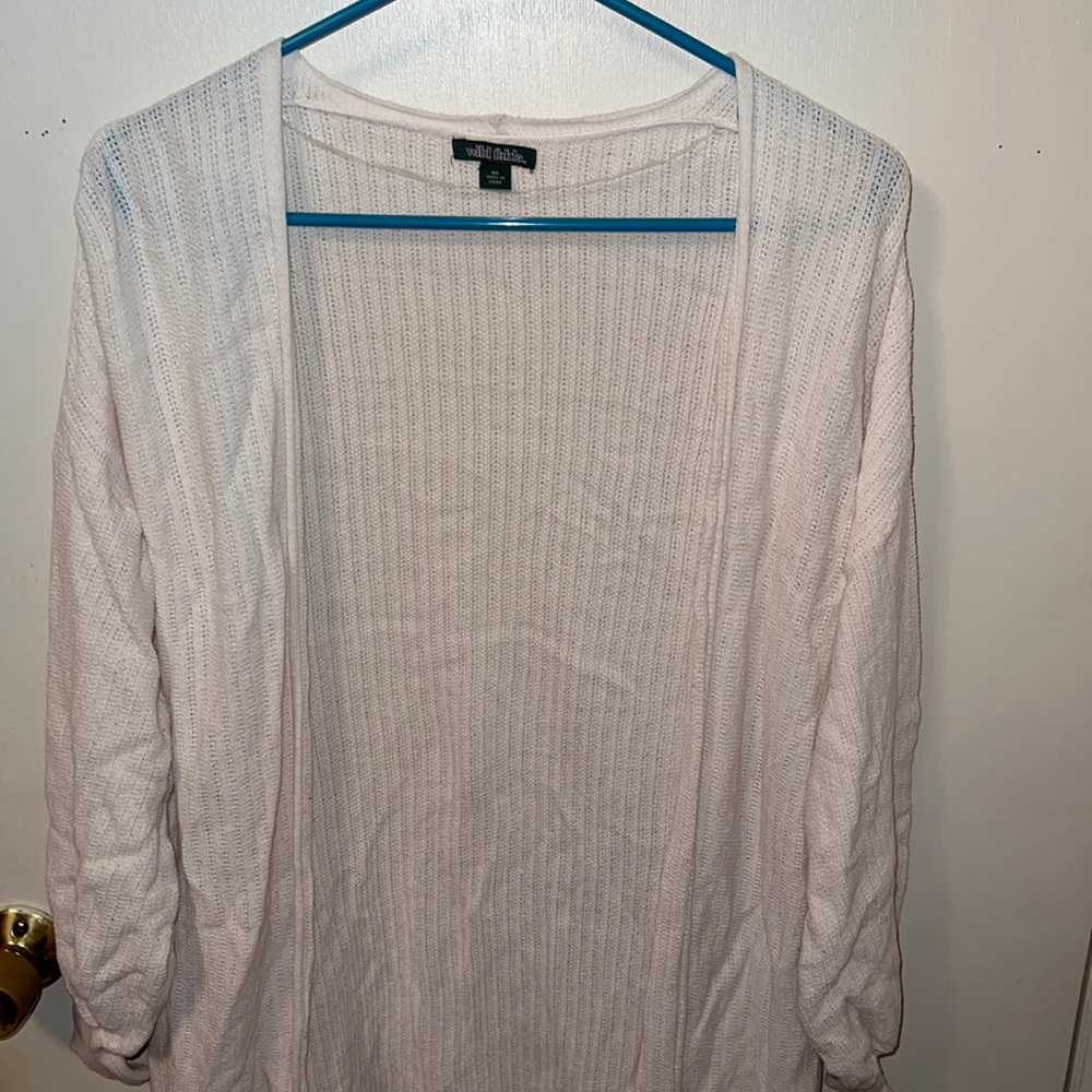 Long cream knit cardigan